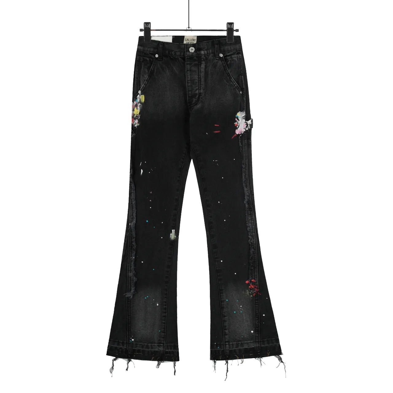 #8168 P250💰 GALLERY DEPT American retro splash-ink splicing micro-horn logging overalls raw edge jeans - Original purchase and pattern making to truly restore the ultimate texture of Vintage - Original hardware accessories, washed and other elevators, QR code analysis are all purchased from the original factory, high degree of restoration, welcome to compare with a certain product ~ - Three-dimensional version Loose and comfortable, not picky about the figure, taller and slimmer, factory Seiko, original factory quality control, same style for men and women, can be matched with couples Versatile recommendation: must-have jeans for all seasons Size: S-XXL (28-36)